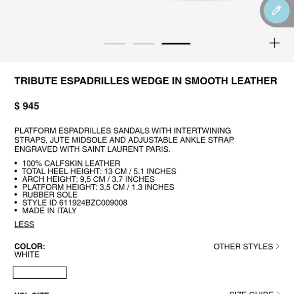 YSL White Espadrilles - Picture 3 of 15